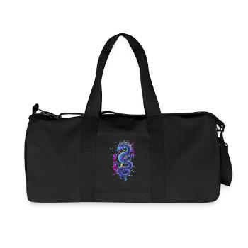 Cyberpunk Dragon - Glitch Art Neon - Recycled Canvas Sports Bag by Stanley/Stella - black - Front