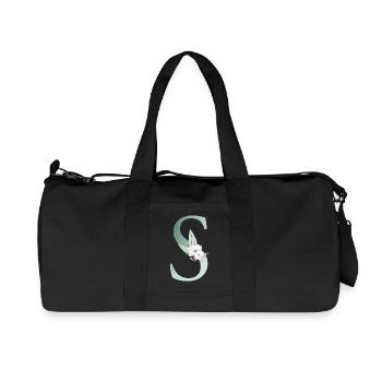 S Monogramme, Floral, Personnalisable - Sac de sport en toile recyclée Stanley/Stella - noir - Devant