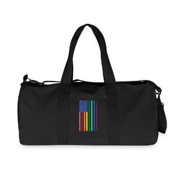 Regenbogen USA Flagge - Recycelte Canvas-Sporttasche von Stanley/Stella - Schwarz - Vorne
