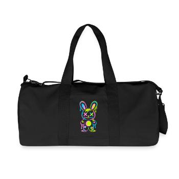 Creepy Cute Kawaii Bunny Neon Gothic Grunge - Recycled Canvas Sports Bag by Stanley/Stella - black - Front