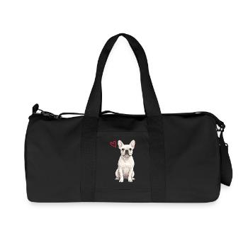 Bouledogue français blanc, Français blanc - Sac de sport en toile recyclée Stanley/Stella - noir - Devant