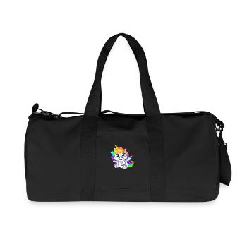 00264 flauschiges Einhorn Baby mit Regenbogenmähne - Recycelte Canvas-Sporttasche von Stanley/Stella - Schwarz - Vorne