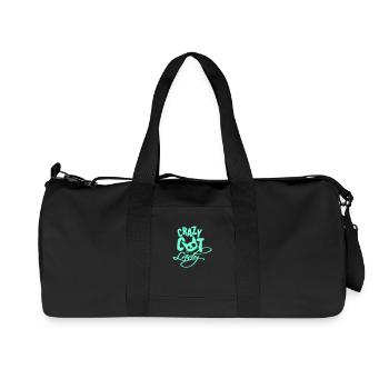 Crazy Cat Lady Text Insane Woman Cats Love - Recycled Canvas Sports Bag by Stanley/Stella - black - Front
