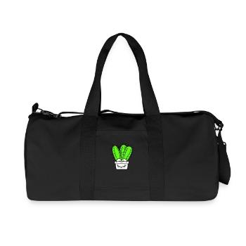 Cactus Cacti Face Prickly Funny Happy - Recycled Canvas Sports Bag by Stanley/Stella - black - Front