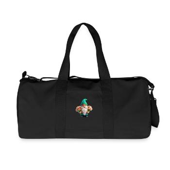 Gartenzwerg mit Blumenstrauß x2 - Recycelte Canvas-Sporttasche von Stanley/Stella - Schwarz - Vorne