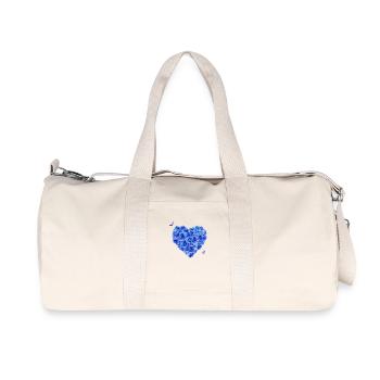 Blaues Blumenherz - Recycelte Canvas-Sporttasche von Stanley/Stella - Naturweiß - Vorne