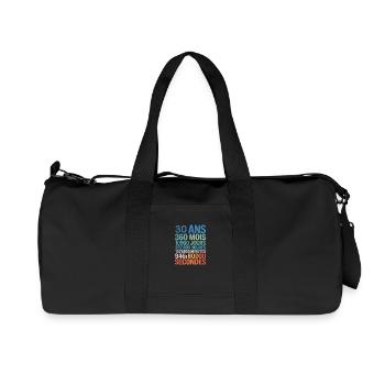 30 ans, 360 mois, 10 950 jours, presque 1 milliard - Sac de sport en toile recyclée Stanley/Stella - noir - Devant
