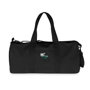 Elch Camping Jäger Naturfreund T-Shirt Geschenk - Recycelte Canvas-Sporttasche von Stanley/Stella - Schwarz - Vorne