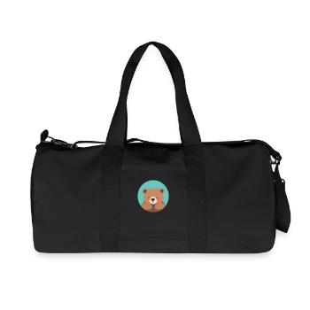 Kuschelfertiger Teddybär mit rosa Wangen - Recycelte Canvas-Sporttasche von Stanley/Stella - Schwarz - Vorne