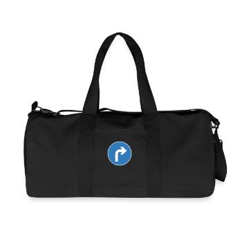 Panneau routier Virage à droite bleu - Sac de sport en toile recyclée Stanley/Stella - noir - Devant