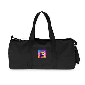 Niedliche regenbogenfarbene Katze - Recycelte Canvas-Sporttasche von Stanley/Stella - Schwarz - Vorne