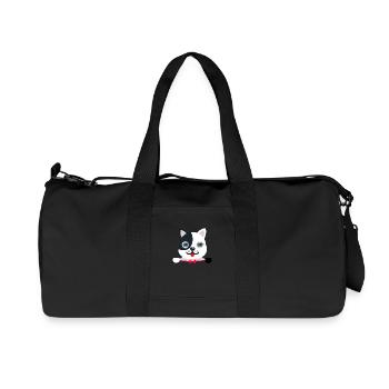 Сheerful, festive cat with a red festive butterfly - Recycled Canvas Sports Bag by Stanley/Stella - black - Front