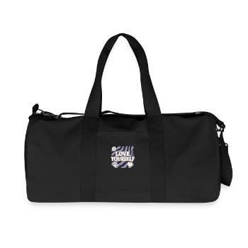 Aimez-vous – Design rétro avec des panneaux - Sac de sport en toile recyclée Stanley/Stella - noir - Devant