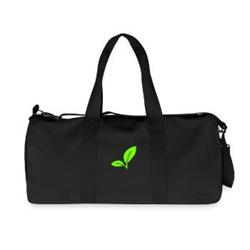2 Green Beautiful Leaves Eco Spring Summer Nature - Recycled Canvas Sports Bag by Stanley/Stella - black - Front