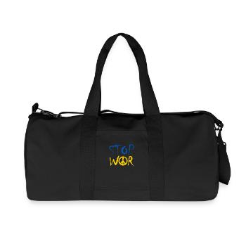 STOP À LA GUERRE avec le signe de paix Symbole de la paix – Ukraine - Sac de sport en toile recyclée Stanley/Stella - noir - Devant