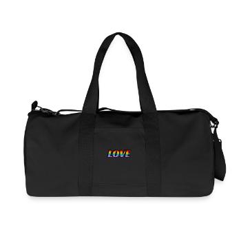 Rainbow text LOVE LGBT Pride Month - Recycled Canvas Sports Bag by Stanley/Stella - black - Front