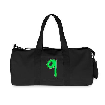 Number 9 - Nine - 9 Motif - Recycled Canvas Sports Bag by Stanley/Stella - black - Front