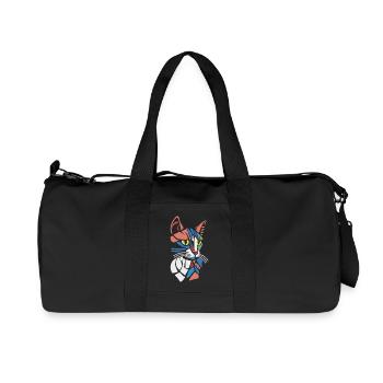 Abstract Geometric Cat Lover - Recycled Canvas Sports Bag by Stanley/Stella - black - Front
