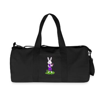 Culturiste Bunny Bodybuilder avec haltères - Sac de sport en toile recyclée Stanley/Stella - noir - Devant