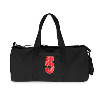 Number 5 - Five - 5 Motif - Number 5 Number - Recycled Canvas Sports Bag by Stanley/Stella - black - Front