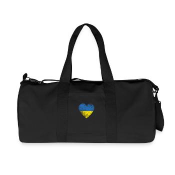 Ukraine, Ukraine Flag Heart, Distressed Style - Recycled Canvas Sports Bag by Stanley/Stella - black - Front