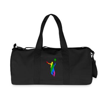 Regenbogen Badminton Tennis Design - Recycelte Canvas-Sporttasche von Stanley/Stella - Schwarz - Vorne