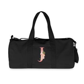 Monogramme J florale aquarelle - Sac de sport en toile recyclée Stanley/Stella - noir - Devant