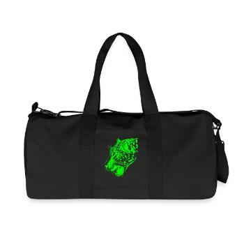 Leopard green, leopard, big cat, - Recycled Canvas Sports Bag by Stanley/Stella - black - Front