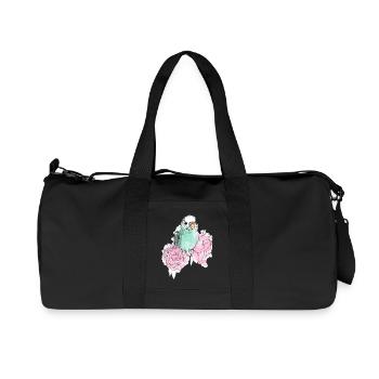 Wellensittich und Pfingstrosen - Recycelte Canvas-Sporttasche von Stanley/Stella - Schwarz - Vorne