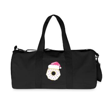 Donut mit Weihnachtsmütze - Recycelte Canvas-Sporttasche von Stanley/Stella - Schwarz - Vorne