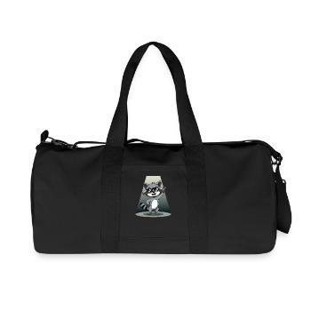 Retro Raccoon Rock Music - Recycelte Canvas-Sporttasche von Stanley/Stella - Schwarz - Vorne