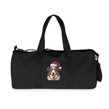 Christmas Border Collie dog - Recycled Canvas Sports Bag by Stanley/Stella - black - Front