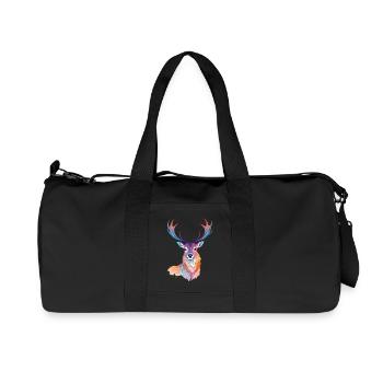 Hirsch Vektor Kunst mit lebendigen Farben Illustration - Recycelte Canvas-Sporttasche von Stanley/Stella - Schwarz - Vorne