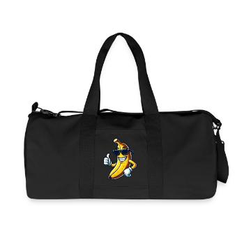 Banane fraîche avec lunettes de soleil Fruity South - Sac de sport en toile recyclée Stanley/Stella - noir - Devant