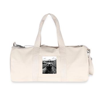 Sloth Selfie with Alien UFO Funny Sloth - Recycled Canvas Sports Bag by Stanley/Stella - natural - Front