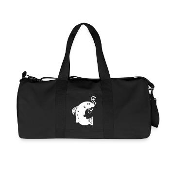 Fish on the hook white Vectorgraphic - Recycelte Canvas-Sporttasche von Stanley/Stella - Schwarz - Vorne