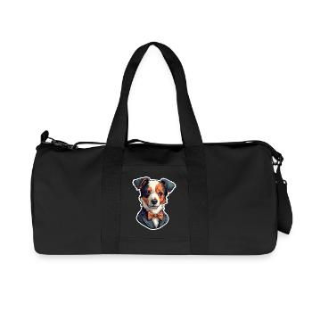A cute dog wearing a bowtie - Recycled Canvas Sports Bag by Stanley/Stella - black - Front
