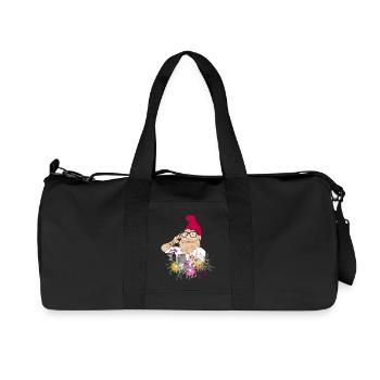 Nain de jardin hipster avec téléphone portable et arrosoir - Sac de sport en toile recyclée Stanley/Stella - noir - Devant