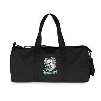 Readsalotl Axolotl Reading Books - Recycled Canvas Sports Bag by Stanley/Stella - black - Front