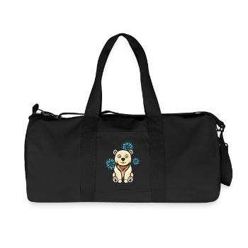 Dessin animé ours polaire avec des flocons de neige - Sac de sport en toile recyclée Stanley/Stella - noir - Devant