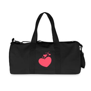 Kleine und große Herzen - Recycelte Canvas-Sporttasche von Stanley/Stella - Schwarz - Vorne