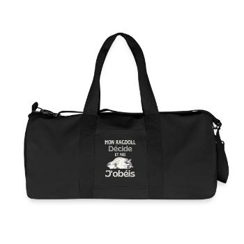 Mon Ragdoll Décide, Moi J’obéis - Sac de sport en toile recyclée Stanley/Stella - noir - Devant
