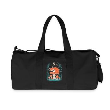 Schlafender Fuchs auf Pilz unter Sternenhimmel - Recycelte Canvas-Sporttasche von Stanley/Stella - Schwarz - Vorne