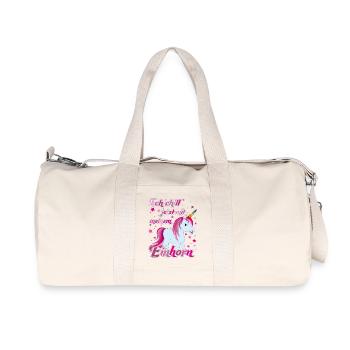 Ich chill jetzt mit meinem Einhorn, Lustig - Recycelte Canvas-Sporttasche von Stanley/Stella - Naturweiß - Vorne