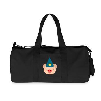 Dessin animé du Cochon Chapeau Magique - Sac de sport en toile recyclée Stanley/Stella - noir - Devant