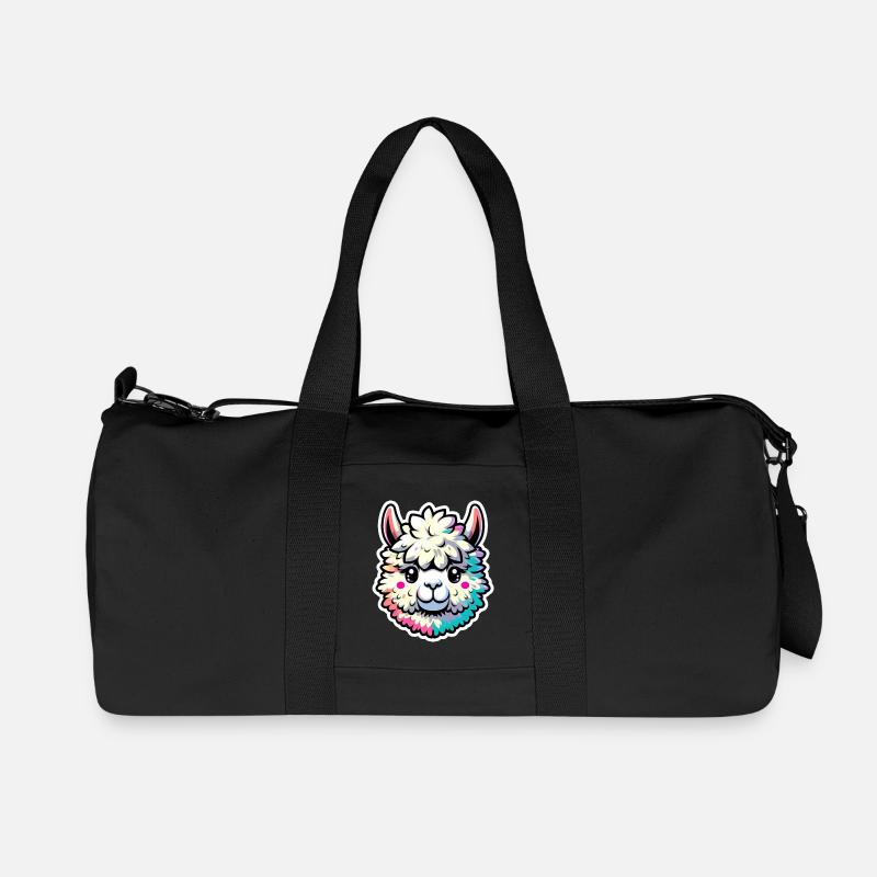 Alpaka Kopf bunt - Recycelte Canvas-Sporttasche von Stanley/Stella - Schwarz