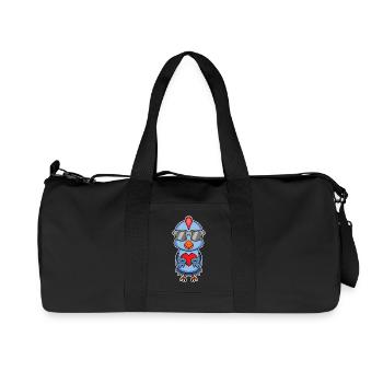 Chicken with sunglasses and heart - chicken love - Recycled Canvas Sports Bag by Stanley/Stella - black - Front