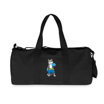 Cat Boxer Boxing Gloves Boxing - Recycled Canvas Sports Bag by Stanley/Stella - black - Front