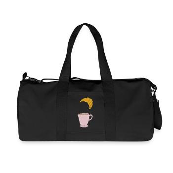 Café et croissant - Sac de sport en toile recyclée Stanley/Stella - noir - Devant