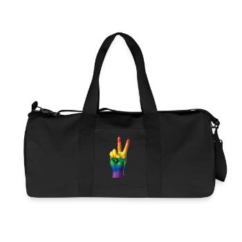 PRIDE PEACE HAND - peace & love - Recycled Canvas Sports Bag by Stanley/Stella - black - Front